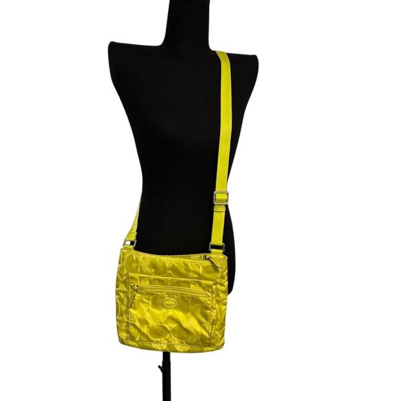 COACH Signature Getaway Nylon File Cross-body Bag F77408 Citrine - Picture 1 of 9